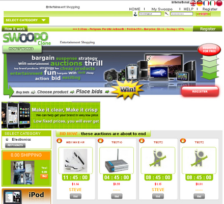 Product picture Swoopo/Telebid Script Penny Auction clone Script